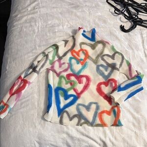 Colorful Heart Patterned Women's Sweater